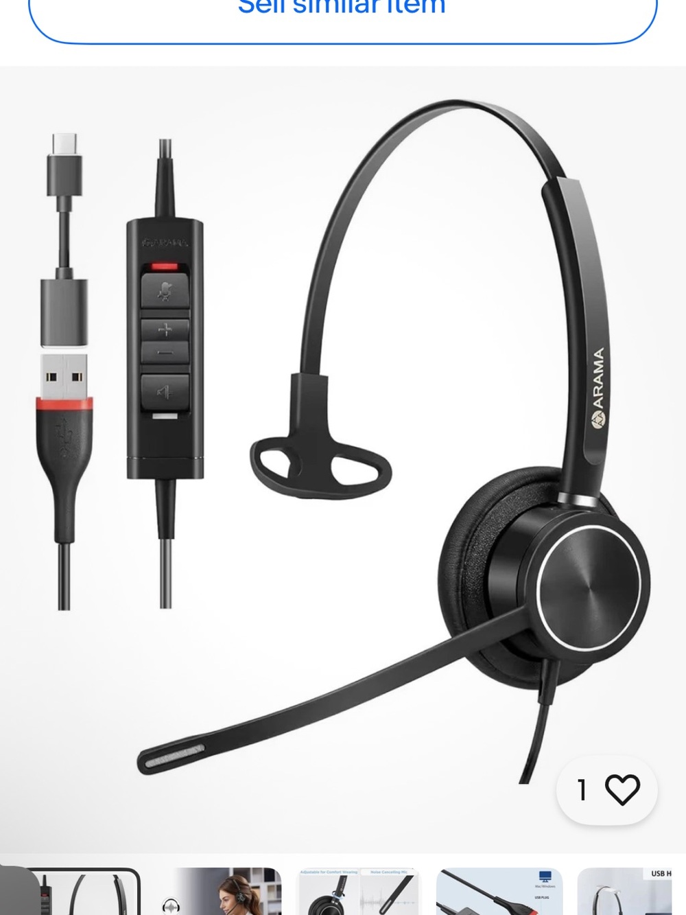 NEW Arama USB Computer Headset W/ Microphone for Pc,  On-Ear Wired Call Center